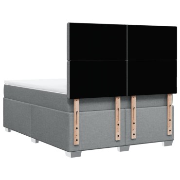 vidaXL Κρεβάτι Boxspring με Στρώμα Ανοιχτό Γκρι 140x190 εκ. Υφασμάτινο