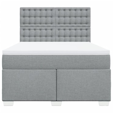 vidaXL Κρεβάτι Boxspring με Στρώμα Ανοιχτό Γκρι 140x190 εκ. Υφασμάτινο