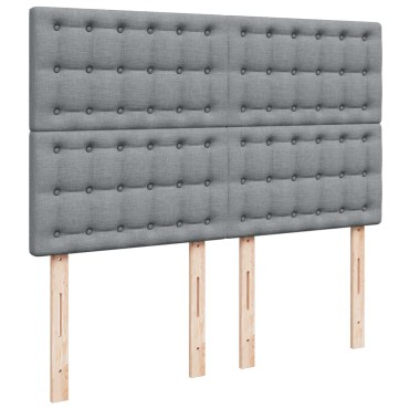 vidaXL Κρεβάτι Boxspring με Στρώμα Ανοιχτό Γκρι 140x190 εκ. Υφασμάτινο