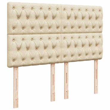 vidaXL Οθωμανικό κρεβάτι με στρώμα & LEDs Cream 140x190cm Ύφασμα - Μονό