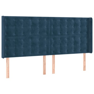 vidaXL Κεφαλάρι Κρεβατιού LED Σκούρο Μπλε 183x16x118/128cm Βελούδινο 1 τεμ.