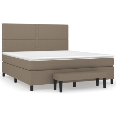 vidaXL Κρεβάτι Boxspring με Στρώμα Taupe 160x200cm Υφασμάτινο 1 τεμ. - Διπλό