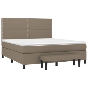 vidaXL Κρεβάτι Boxspring με Στρώμα Taupe 160x200cm Υφασμάτινο 1 τεμ. - Διπλό