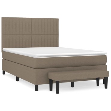 vidaXL Κρεβάτι Boxspring με Στρώμα Taupe 140x200cm Υφασμάτινο 1 τεμ. - Διπλό