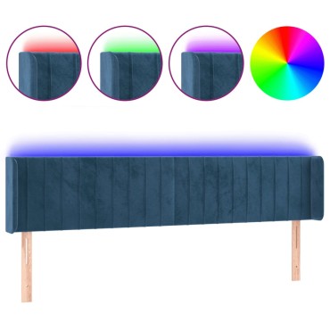 vidaXL Κεφαλάρι Κρεβατιού LED Σκούρο Μπλε 183x16x78/88cm Βελούδινο 1 τεμ.