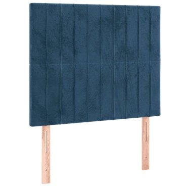 vidaXL Κρεβάτι Boxspring με Στρώμα Σκούρο Μπλε 90x200 εκ. Βελούδινο