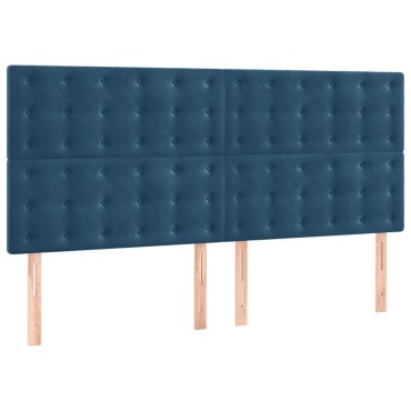 vidaXL Κρεβάτι Boxspring με Στρώμα Σκούρο Μπλε 180x200 εκ. Βελούδινο
