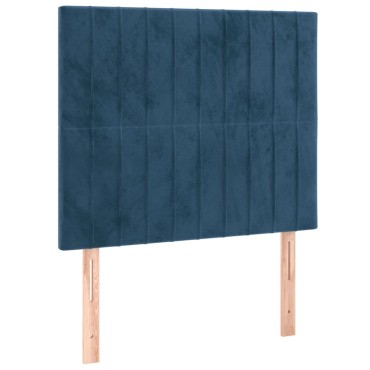 vidaXL Κρεβάτι Boxspring με Στρώμα Σκούρο Μπλε 90x200 εκ. Βελούδινο