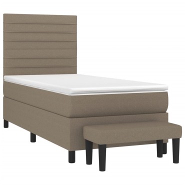 vidaXL Κρεβάτι Boxspring με Στρώμα Taupe 90x190 εκ.Υφασμάτινο