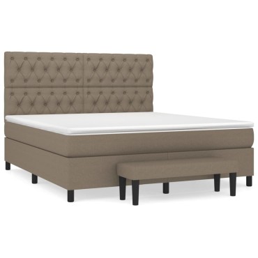 vidaXL Κρεβάτι Boxspring με Στρώμα Taupe 160x200 εκ. Υφασμάτινο