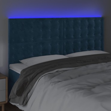 vidaXL Κεφαλάρι Κρεβατιού LED Σκούρο Μπλε 180x5x118/128cm Βελούδινο 1 τεμ.