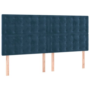 vidaXL Κεφαλάρι Κρεβατιού LED Σκούρο Μπλε 180x5x118/128cm Βελούδινο 1 τεμ.