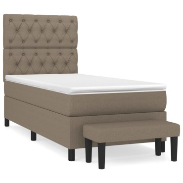 vidaXL Κρεβάτι Boxspring με Στρώμα Taupe 80x200 εκ. Υφασμάτινο