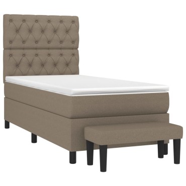 vidaXL Κρεβάτι Boxspring με Στρώμα Taupe 80x200 εκ. Υφασμάτινο