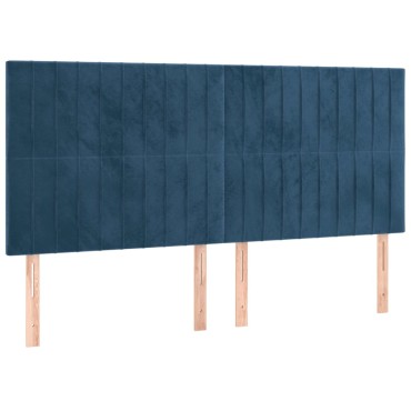 vidaXL Κρεβάτι Boxspring με Στρώμα Σκούρο Μπλε 180x200 εκ. Βελούδινο
