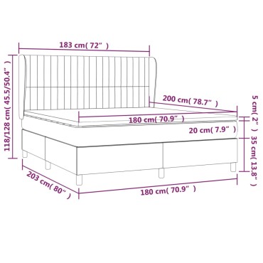vidaXL Κρεβάτι Boxspring με Στρώμα Σκούρο Μπλε 180x200 εκ. Βελούδινο