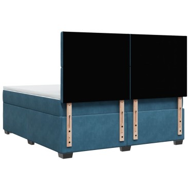 vidaXL Κρεβάτι Boxspring με Στρώμα Μπλε 180x200 εκ. Βελούδινο