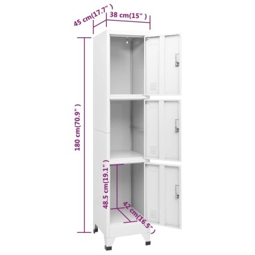 vidaXL Φοριαμός 38x45x180cm με 3 Τμήματα 1 τεμ.