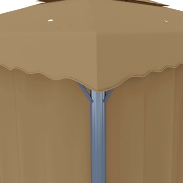 vidaXL Κιόσκι με Κουρτίνα Taupe 4 x 3 μ. Αλουμινίου