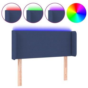 vidaXL Κεφαλάρι Κρεβατιού LED Μπλε 93x16x78/88cm Υφασμάτινο 1 τεμ.