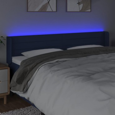 vidaXL Κεφαλάρι Κρεβατιού LED Μπλε 163x16x78/88cm Υφασμάτινο 1 τεμ.