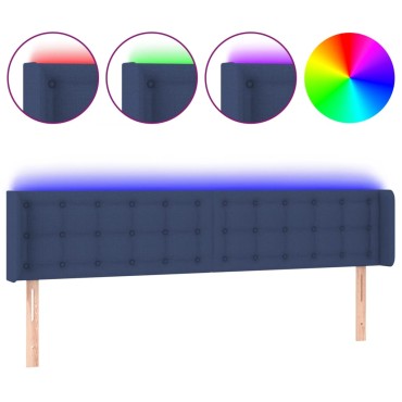 vidaXL Κεφαλάρι Κρεβατιού LED Μπλε 183x16x78/88cm Υφασμάτινο 1 τεμ.