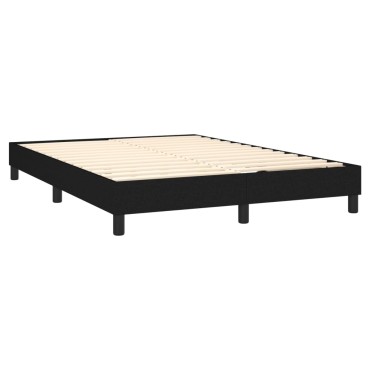 vidaXL Κρεβάτι Boxspring με Στρώμα Μαύρο 140x200 εκ. Υφασμάτινο