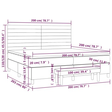 vidaXL Κρεβάτι Boxspring με Στρώμα Σκούρο Πράσινο 200x200εκ. Βελούδινο