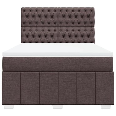 vidaXL Κρεβάτι Boxspring με Στρώμα Σκούρο Καφέ 140x190 εκ. Υφασμάτινο