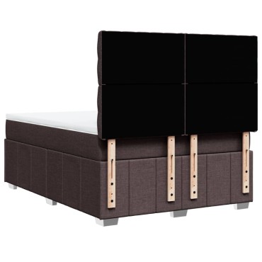 vidaXL Κρεβάτι Boxspring με Στρώμα Σκούρο Καφέ 140x190 εκ. Υφασμάτινο