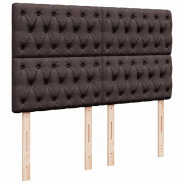 vidaXL Κρεβάτι Boxspring με Στρώμα Σκούρο Καφέ 140x190 εκ. Υφασμάτινο