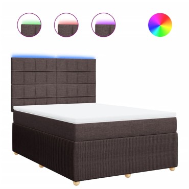 vidaXL Κρεβάτι Boxspring με Στρώμα Σκούρο Καφέ 160x200 εκ Υφασμάτινο