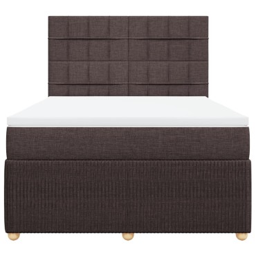 vidaXL Κρεβάτι Boxspring με Στρώμα Σκούρο Καφέ 160x200 εκ Υφασμάτινο