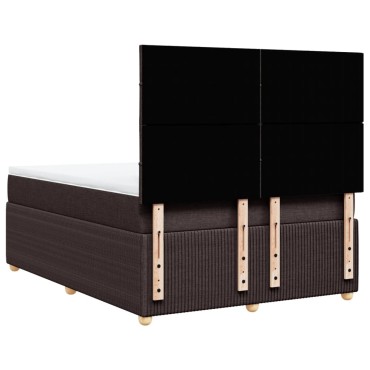 vidaXL Κρεβάτι Boxspring με Στρώμα Σκούρο Καφέ 160x200 εκ Υφασμάτινο