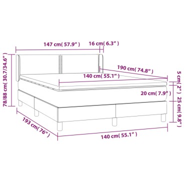 vidaXL Κρεβάτι Boxspring με Στρώμα Μπλε 140x190 εκ. Υφασμάτινο