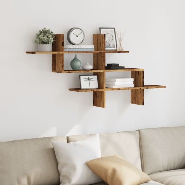 vidaXL Ραφιέρα Τοίχου Όψη Παλαιού Ξύλου 124,5x18x60,5cm Επεξ. Ξύλο 1 τεμ.