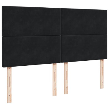 vidaXL Οθωμανικό κρεβάτι με στρώματα Μαύρο 200x200cm Velvet