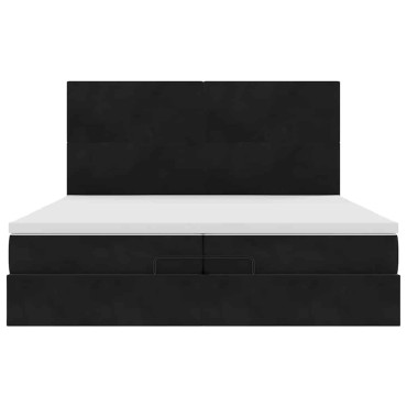 vidaXL Οθωμανικό κρεβάτι με στρώματα Μαύρο 200x200cm Velvet