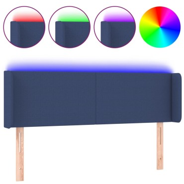 vidaXL Κεφαλάρι Κρεβατιού LED Μπλε 147x16x78/88cm Υφασμάτινο 1 τεμ.