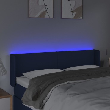 vidaXL Κεφαλάρι Κρεβατιού LED Μπλε 147x16x78/88cm Υφασμάτινο 1 τεμ.
