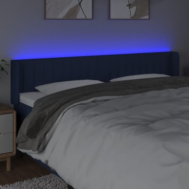 vidaXL Κεφαλάρι Κρεβατιού LED Μπλε 183x16x78/88cm Υφασμάτινο 1 τεμ.