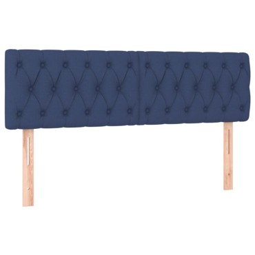 vidaXL Κρεβάτι Boxspring με Στρώμα Μπλε 140x190 εκ. Υφασμάτινο