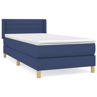vidaXL Κρεβάτι Boxspring με Στρώμα Μπλε 80x200 εκ. Υφασμάτινο