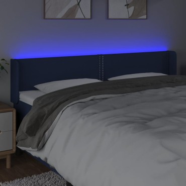 vidaXL Κεφαλάρι Κρεβατιού LED Μπλε 203x16x78/88cm Υφασμάτινο 1 τεμ.