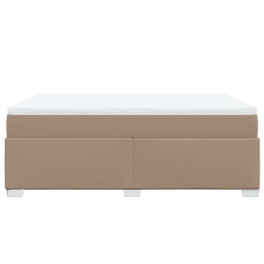vidaXL Κρεβάτι Boxspring με Στρώμα Καπουτσίνο 140x190εκ.από Συνθ.Δέρμα