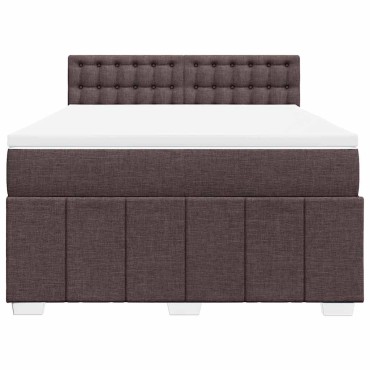 vidaXL Κρεβάτι Boxspring με Στρώμα Σκούρο Καφέ 140x190 εκ. Υφασμάτινο