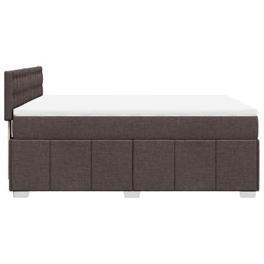 vidaXL Κρεβάτι Boxspring με Στρώμα Σκούρο Καφέ 140x190 εκ. Υφασμάτινο