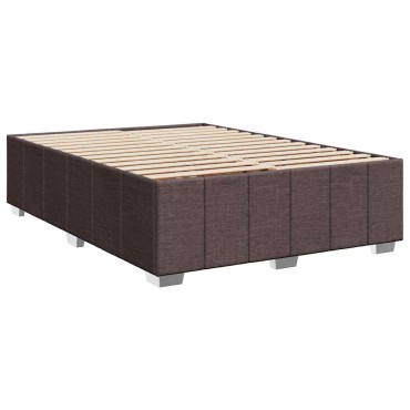 vidaXL Κρεβάτι Boxspring με Στρώμα Σκούρο Καφέ 140x190 εκ. Υφασμάτινο