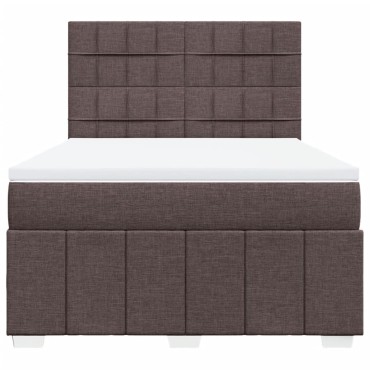 vidaXL Κρεβάτι Boxspring με Στρώμα Σκούρο Καφέ 160x200 εκ Υφασμάτινο