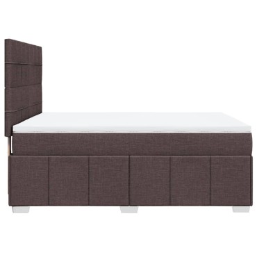 vidaXL Κρεβάτι Boxspring με Στρώμα Σκούρο Καφέ 160x200 εκ Υφασμάτινο
